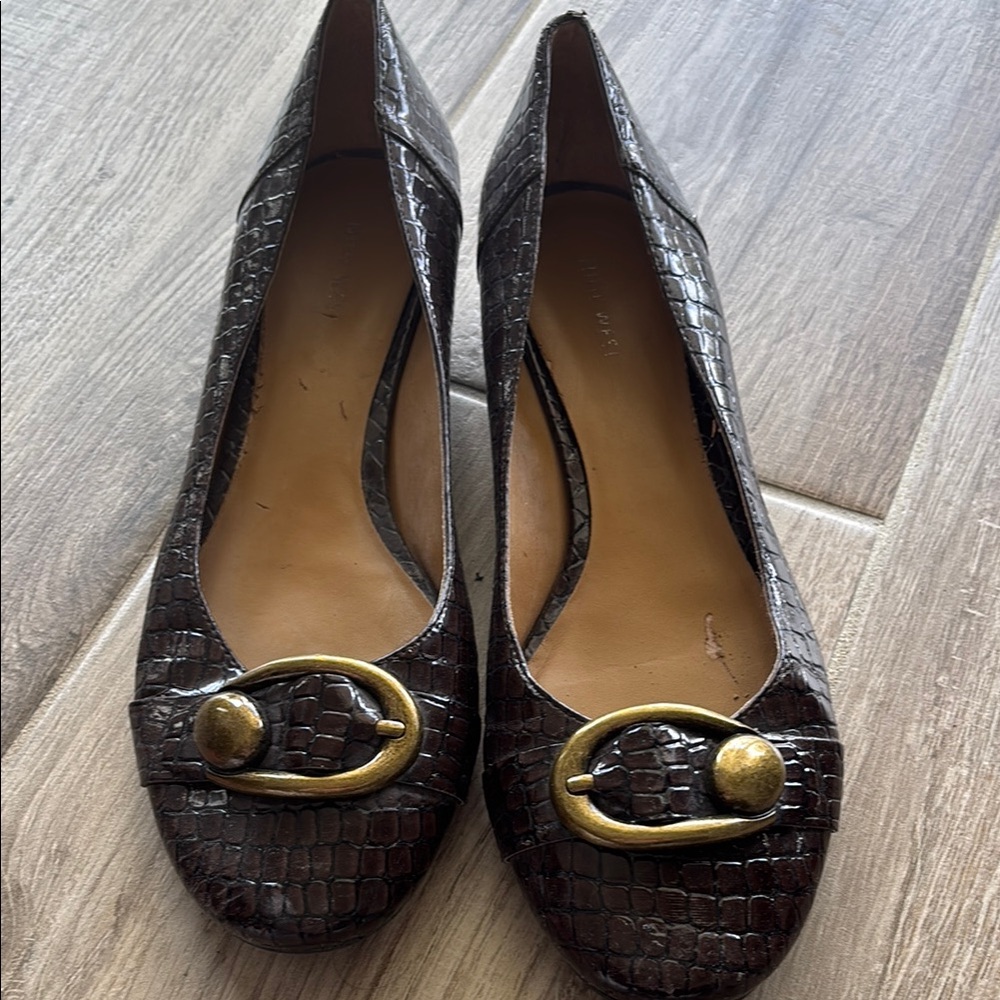 Nine West size 11 Elegant Brown Crocodile Pattern Women Shoes